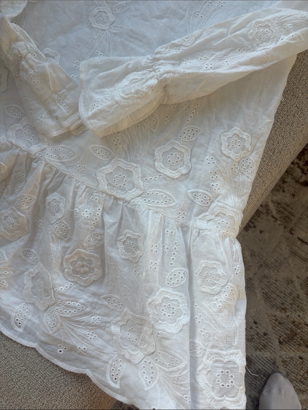 Sail to Sable White Eyelet V-Neck Long-Sleeve Dress - Picture 3 of 4